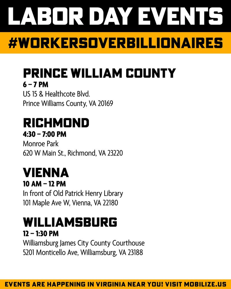 Prince William Co - Richmond - Vienna - Williamsburg