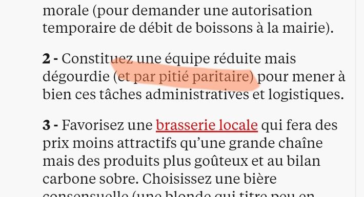 Extrait de l'article :
"2 - Constituez une équipe réduite mais dégourdie (et par pitié paritaire) pour mener à bien ces tâches administratives et logistiques"