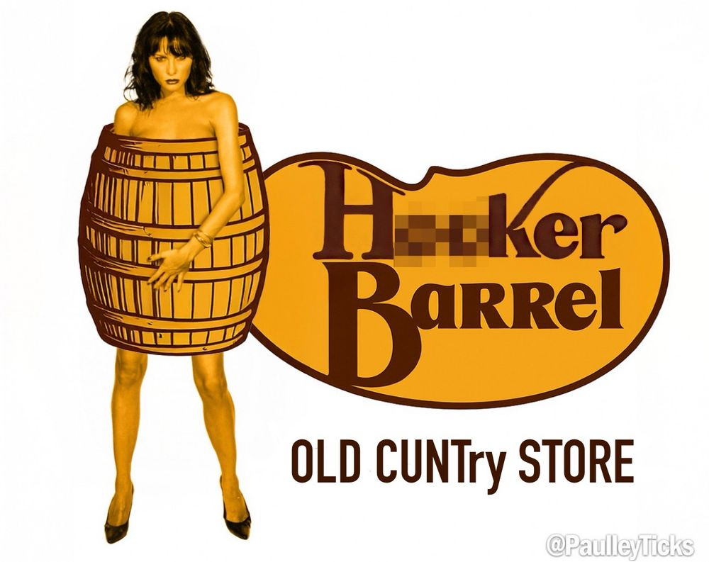 Picture of Melania on a Barrel Hooker Barrel (parody of Cracker Barrel) Old Cuntry Store