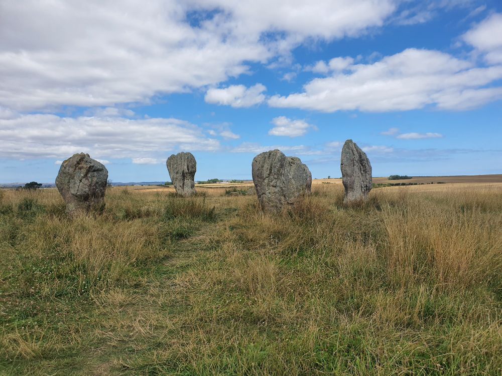 Five sandstone megaliths standing in a circle 