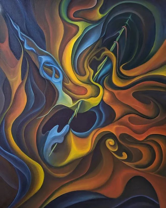 Painting of HH-24 28.75×37.25″ 73×94 cm
Oil on canvas 2019 Sold
Abstract spacescape: interpretation of a nebula like Herbig Haro object as seen by the Hubble Space telescope