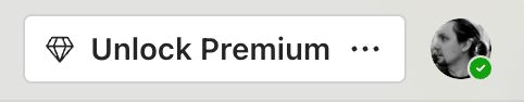 Microsoft Teams showing a big fat "💎 Unlock Premium" label on the top right corner of the Window.