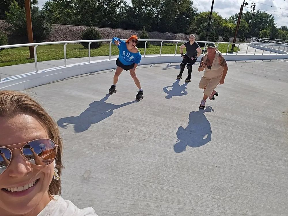 Bunch of girls skating