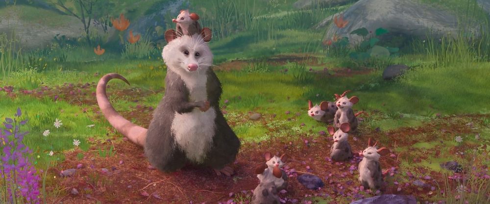 Pink Tail, the mother opossom from the animated movie THE WILD ROBOT