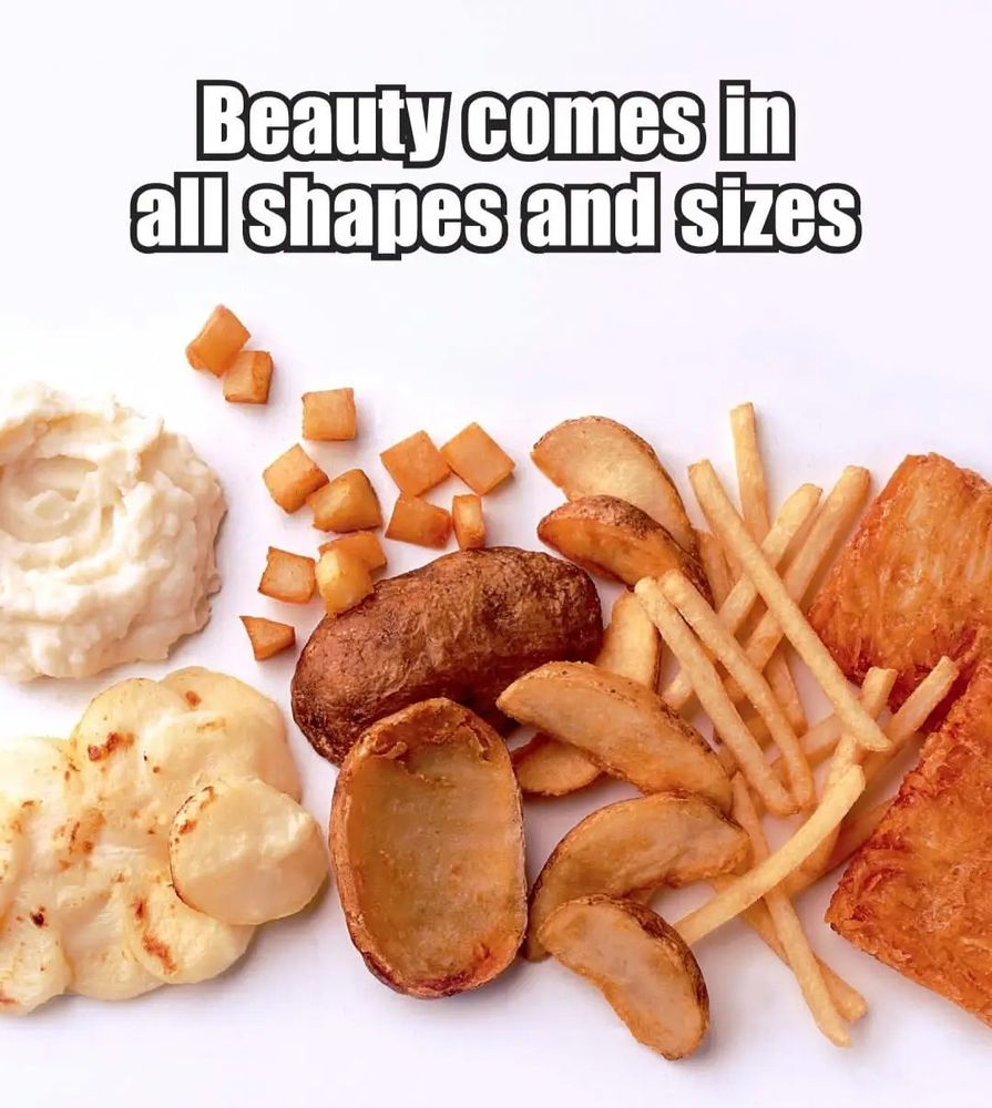 Beauty comes in all shapes and sizes, photo of different cuts and styles of cooked potatoes 