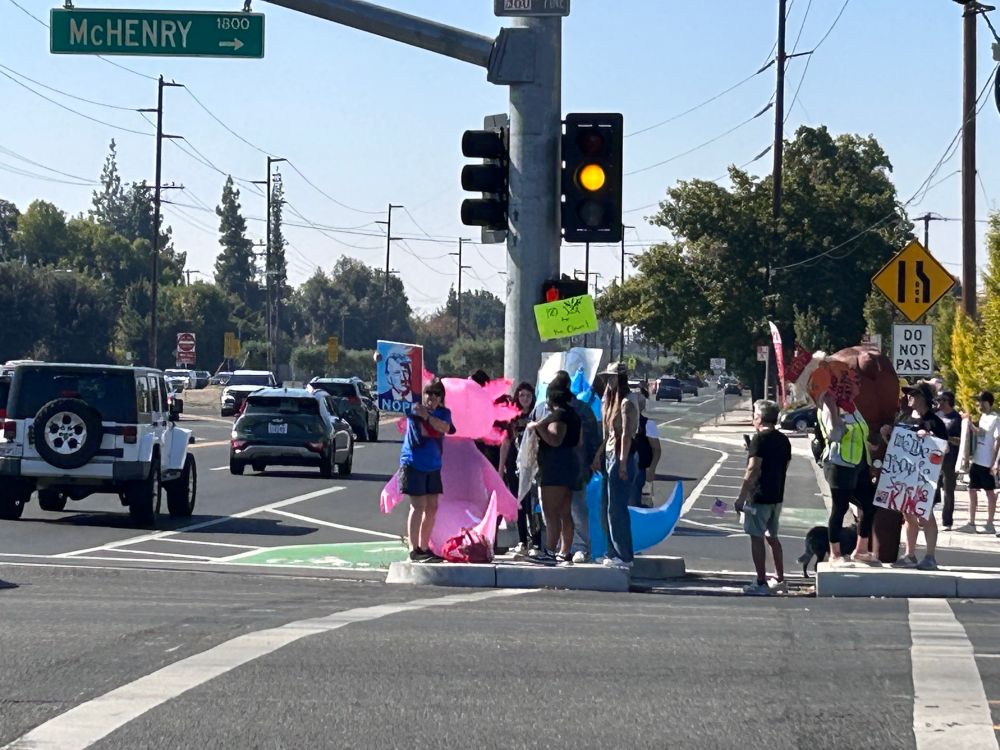 Axolotls at the Modesto No Kings Day 10/18/25