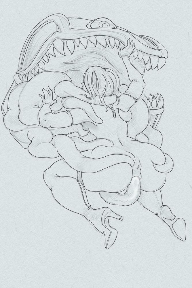 Sketch of a woman and a mimic.