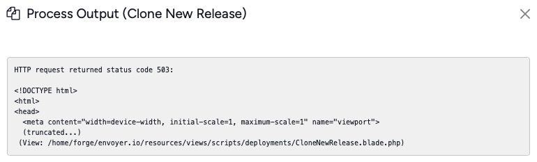 Screenshot showing truncated exception message