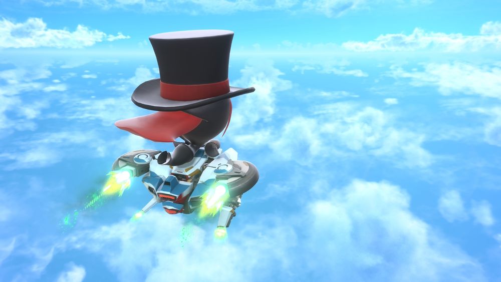 Susie soaring through the sky on the glide form of the Transform Star.