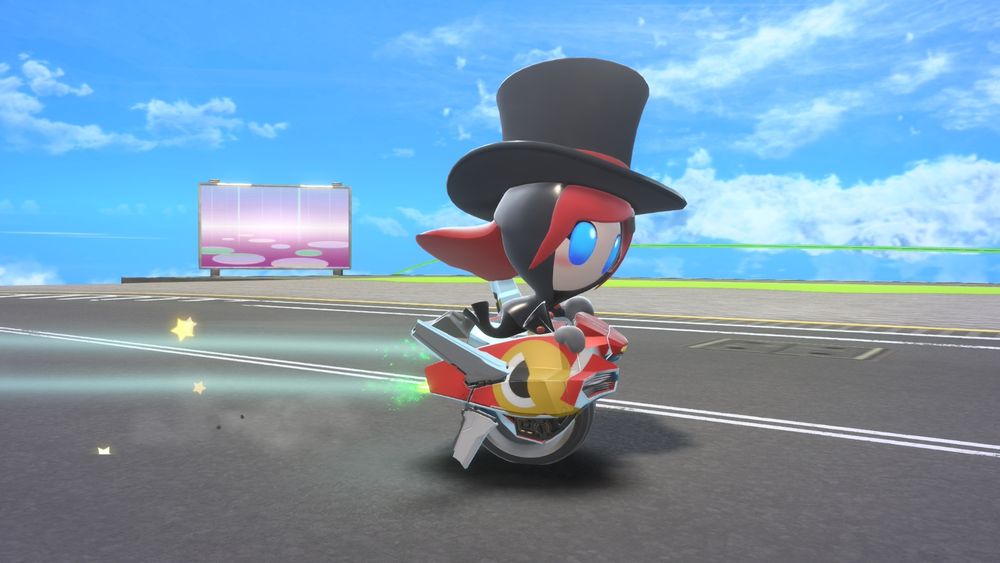 Susie driving on a street in Skyah on the bike form of the Transform Star.