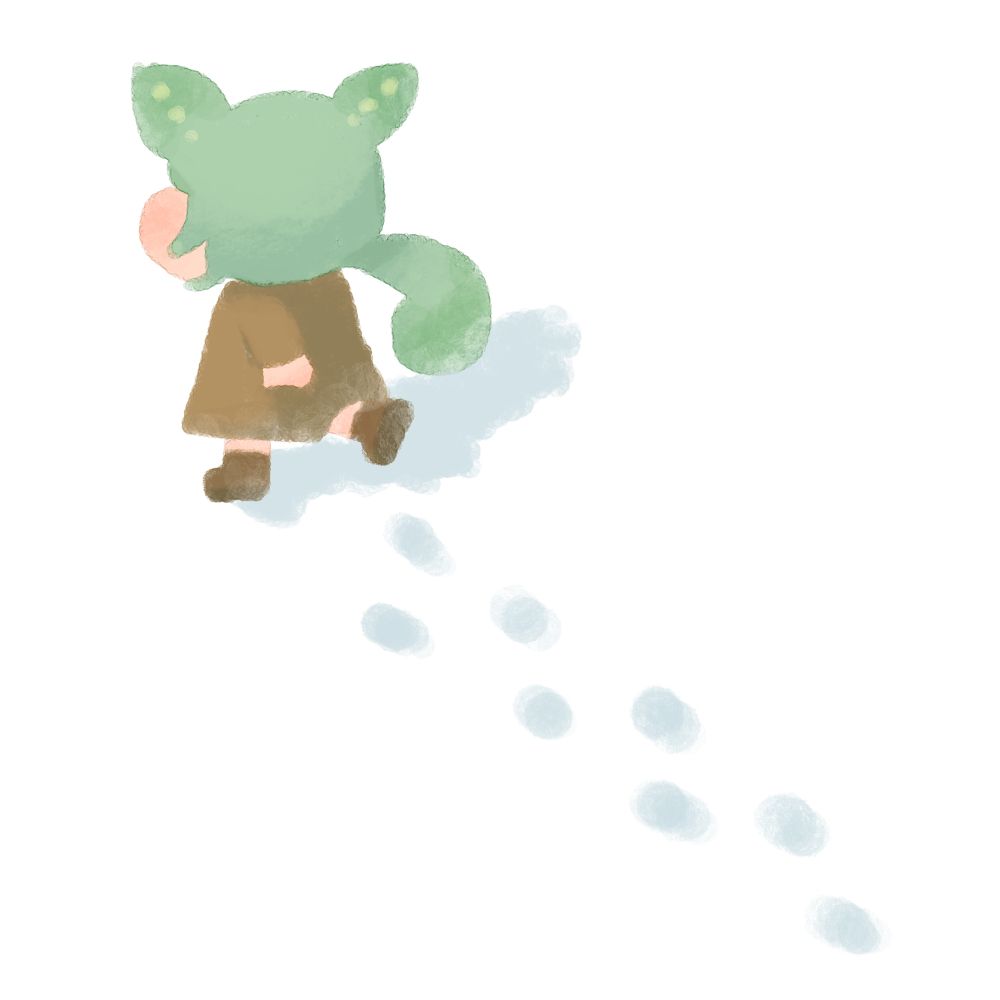 まっしろな雪を踏みしめるずんだもん