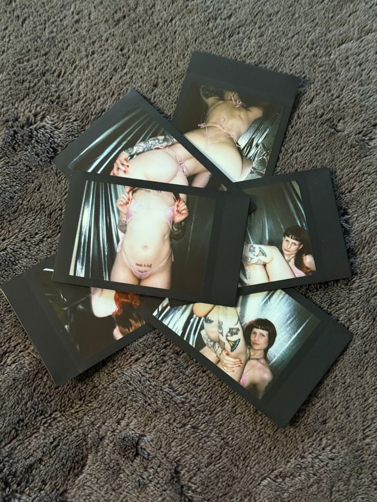 A pile of Polaroid photos of Stevie 