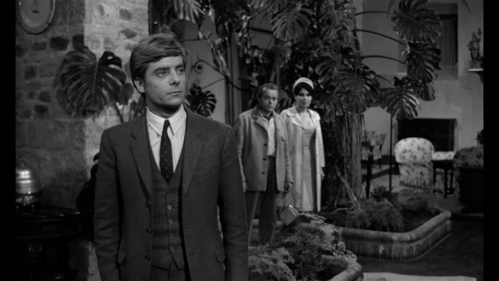Giancarlo Giannini as a young man wearing a suit in Libido (1965)