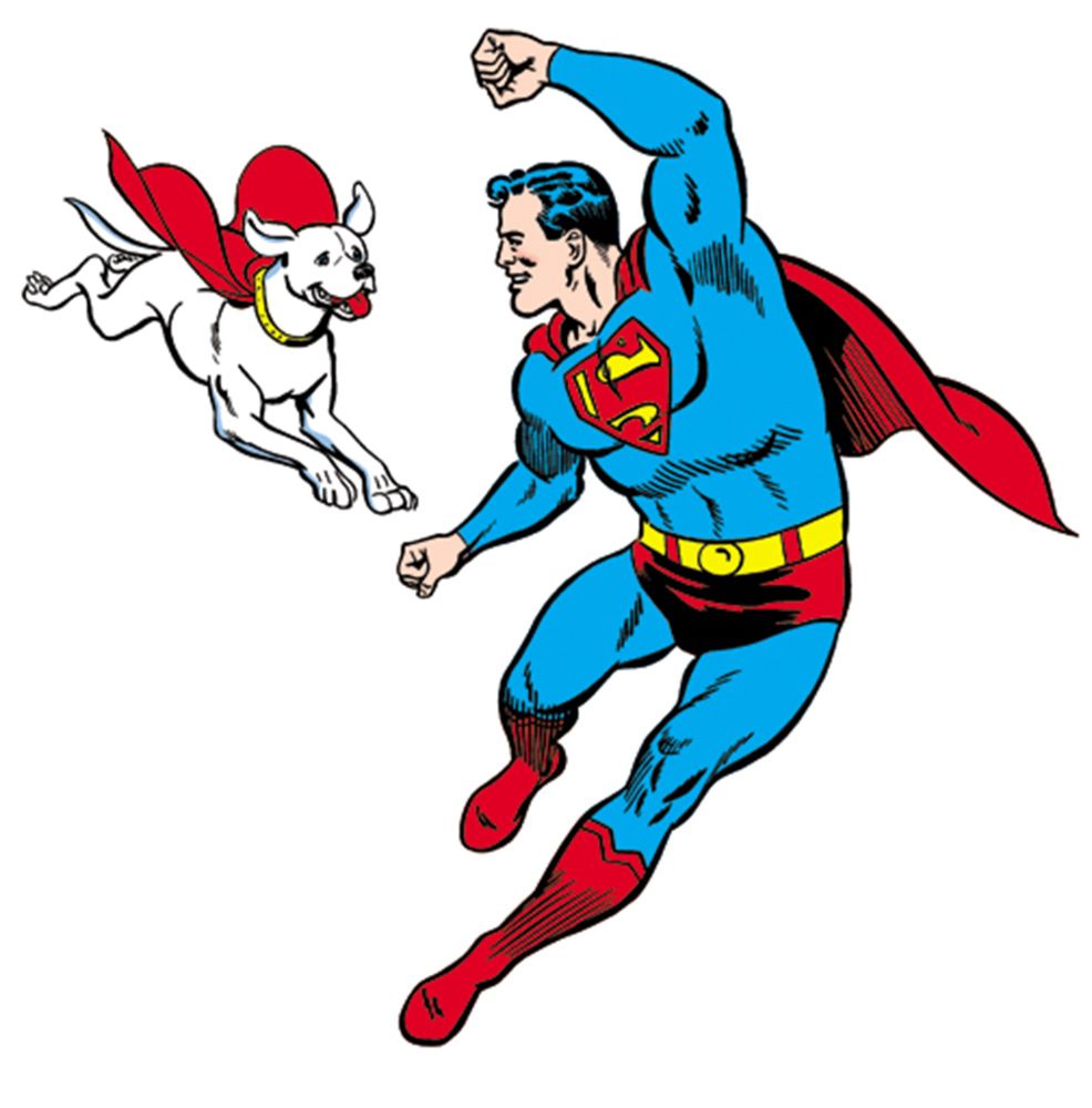 Drawing of Krypto and Superman flying