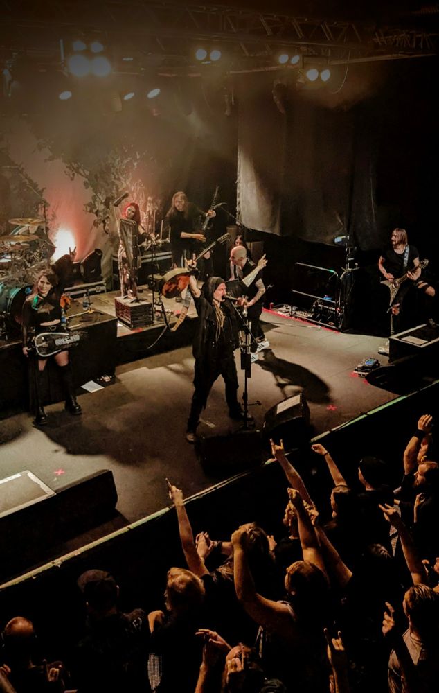 Picture of 6 members of Eluveitie from a concert in Stockholm.