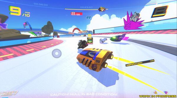 A futiristic car compete with other cars at high speed