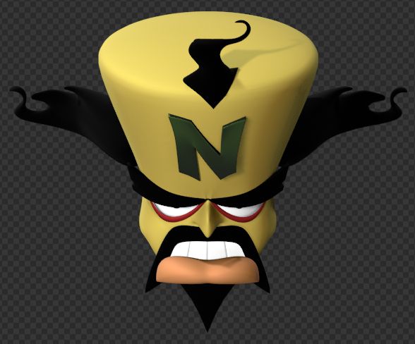 a very PS1 inspired model of Dr. Neo Cortex's face