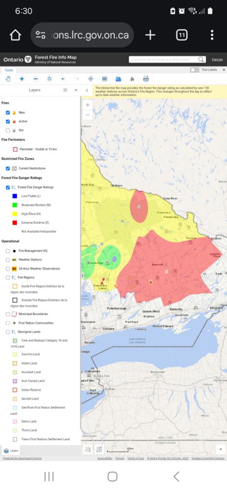 Fire risk map for Ontario 
