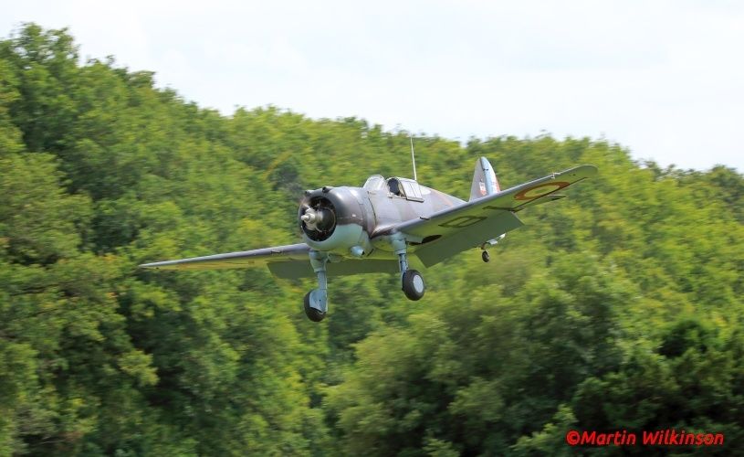 Curtiss P36 comes in to land at Old Warden after performing at a Shuttleworth event.