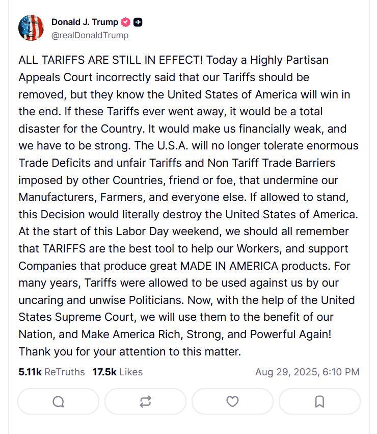 Trump's last Truth Social post
