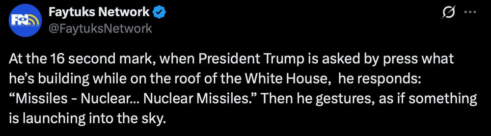 Trump rambling about nuclear missiles from the roof