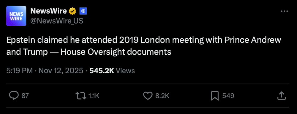 Epstein claimed he attended 2019 London meeting with Prince Andrew
and Trump — House Oversight documents