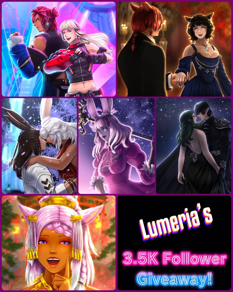 Flier showing different artworks as samples for the giveaway 