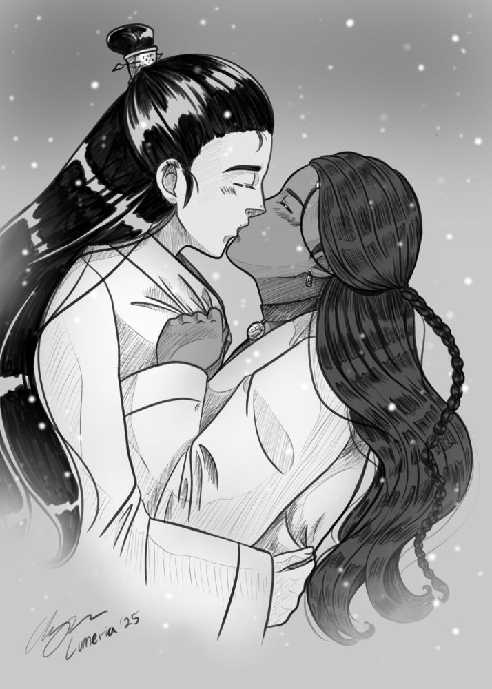 Zuko and Katara kissing as he holds her close to him and she clings to his top, bringing him closer to her.