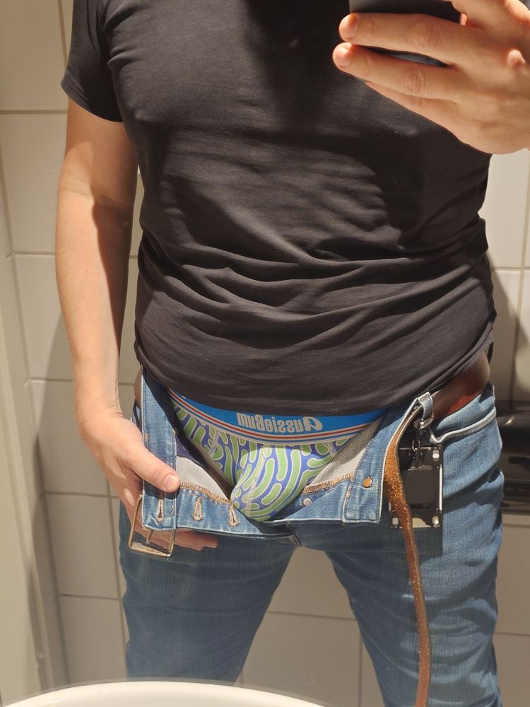 My jeans unbuttoned to reveal my underwear 