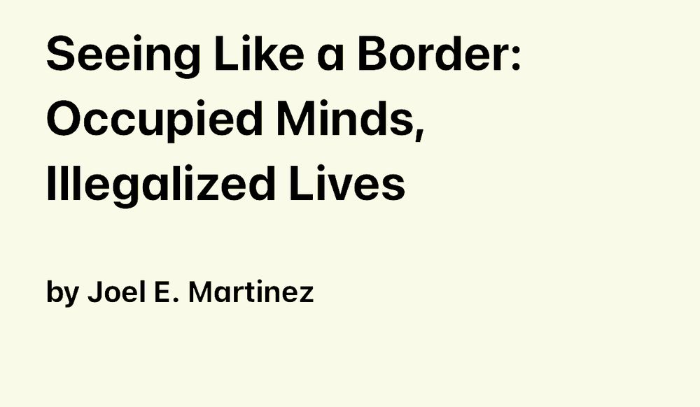 Screenshot of a title page “Seeing like a border: Occupied minds, illegalized lives”