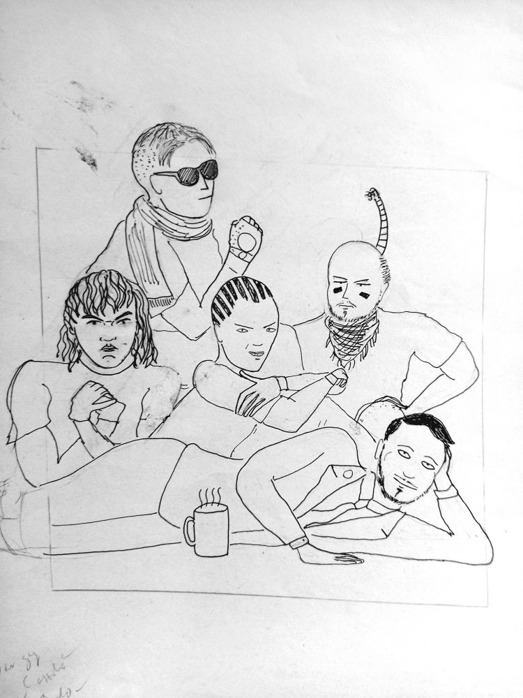 Black and white ink drawing 