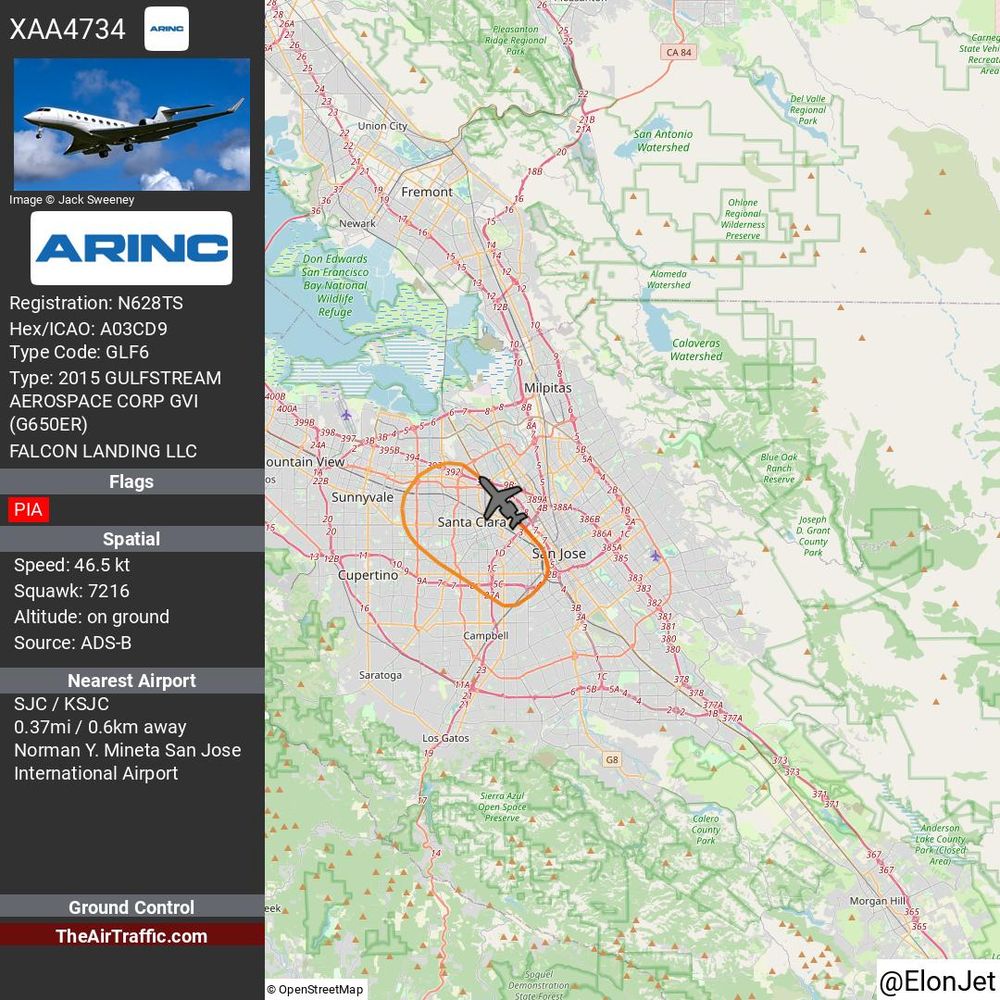 Reg: N628TS On Ground: True Alt: 0 Last Contact: 0:00:00.324648 Trigger: now on ground