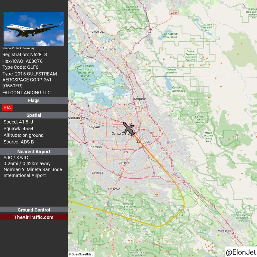 Reg: N628TS On Ground: True Alt: 0 Last Contact: 0:00:00.400905 Trigger: now on ground