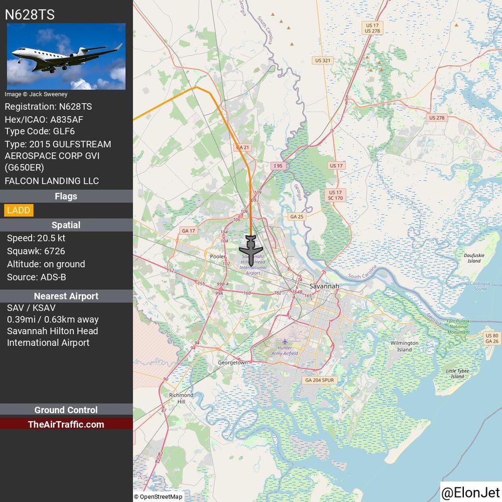 Reg: N628TS On Ground: True Alt: 0 Last Contact: 0:00:03.501341 Trigger: now on ground