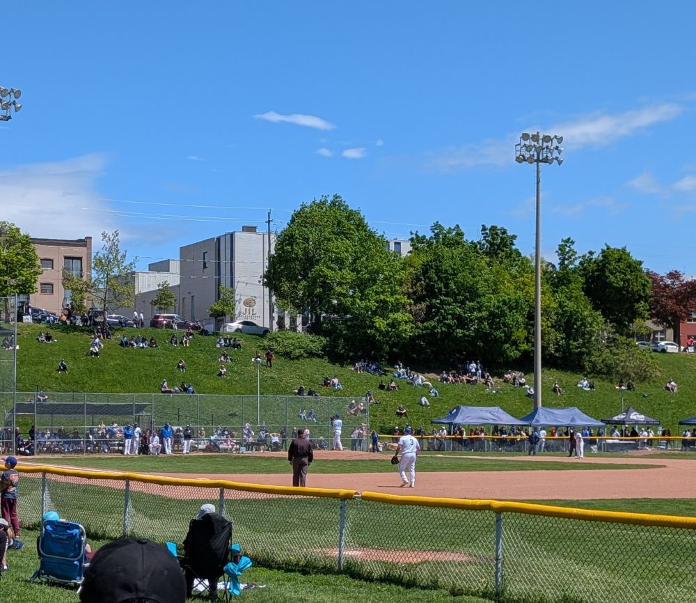 Ayami Sato pitching at Christie Pits for the IBL Maple Leafs 