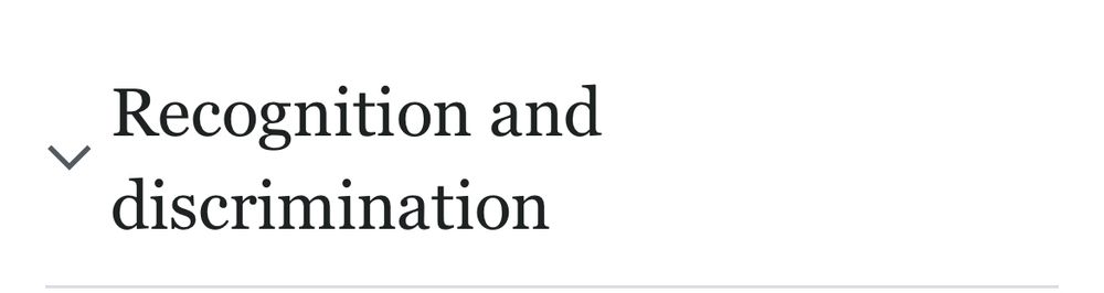 A Wikipedia section heading, “Recognition and discrimination”