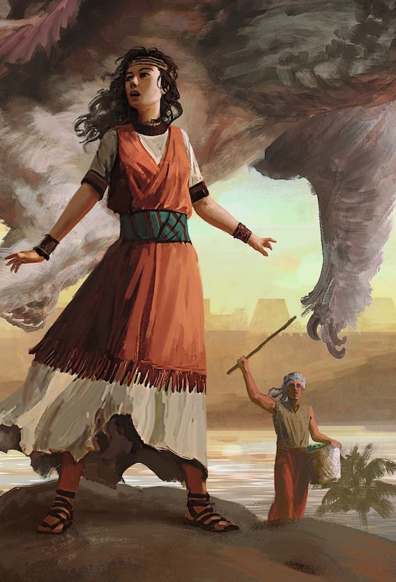 Close-up detail from art by Felix Ortiz for the upcoming cover of Once Upon a Time in Haral. Shows a young witch in the foreground and a seer coming up in the background. The leg and talons of a griffin also show in the image. 