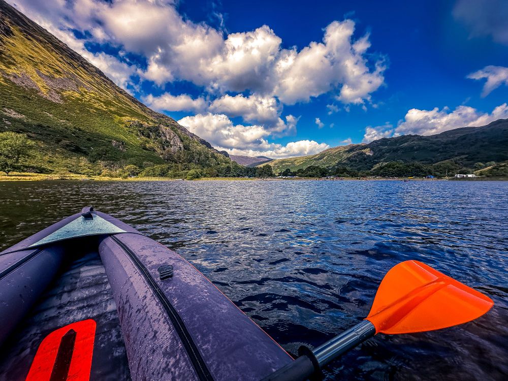 Llyn Gwynant - view from my kayak towards the campsite.