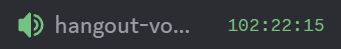 discord voice channel labelled "hangout-vocal" with an ongoing timer displaying "102:22:15". it's the time since someone first joined the channel