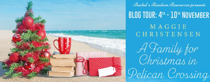 Blog tour header showing the book cover for the novel A Family for Christmas in Pelican Criossing, the book title and the tour dates 4th to 10th November 2025
