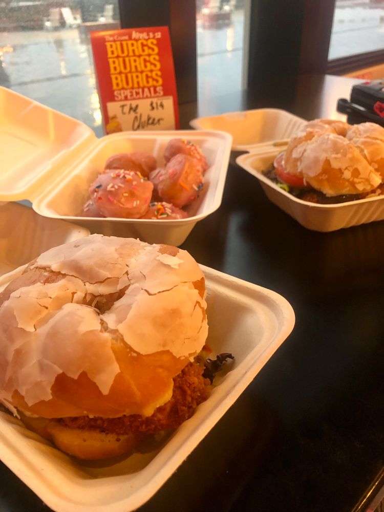 “The Clucker” donut burger from Vandal’s donuts