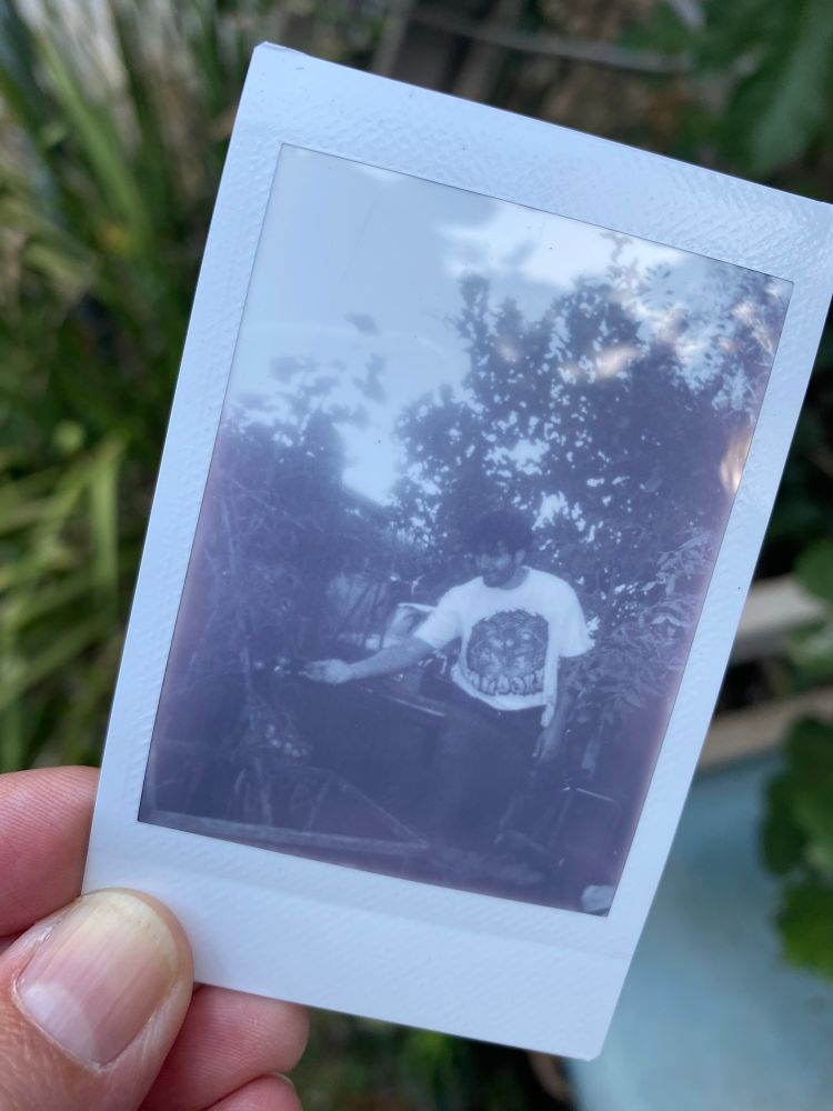Giuseppe in the garden, cupping some tomatoes 