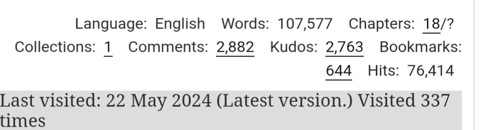 Screenshot of a ridiculously high visitor sound of a fanfictiin