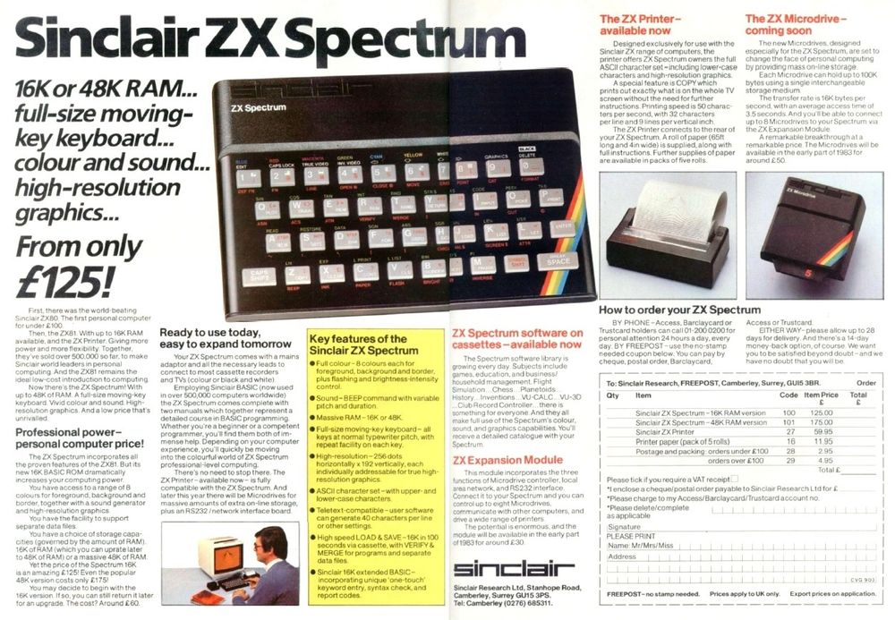  The Sinclair ZX Spectrum talks about key features, software on cassette, printing etc.

