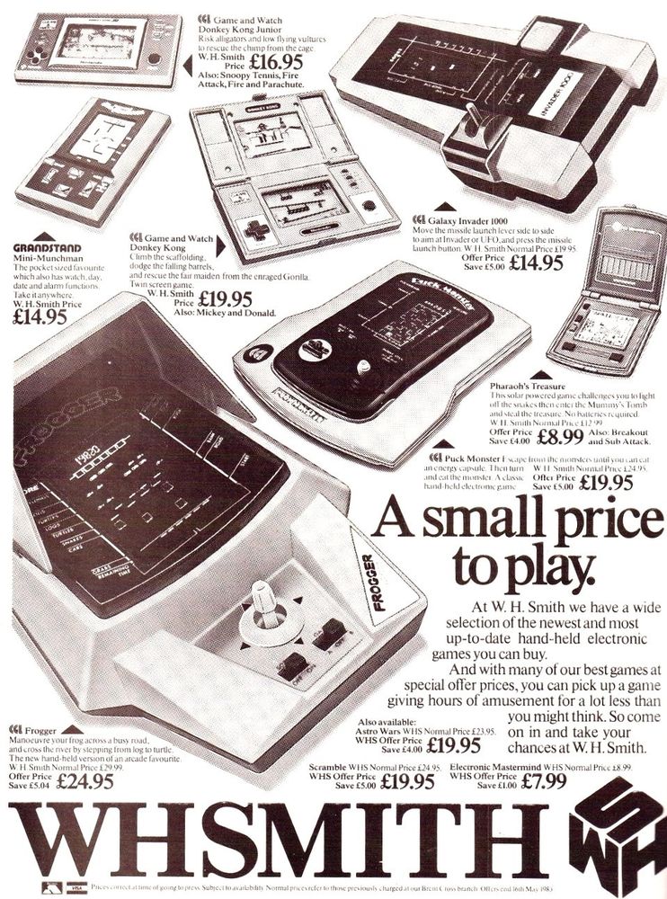 A variety of hand held games on display at WHSmith