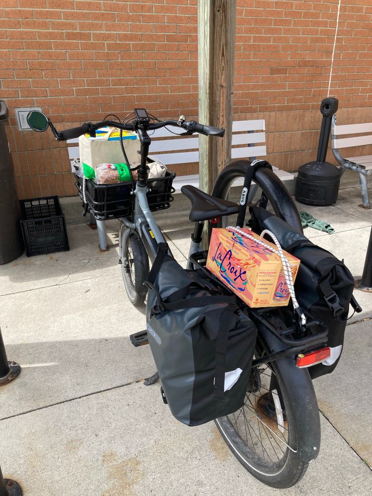E-Cargo bike loaded with groceries 