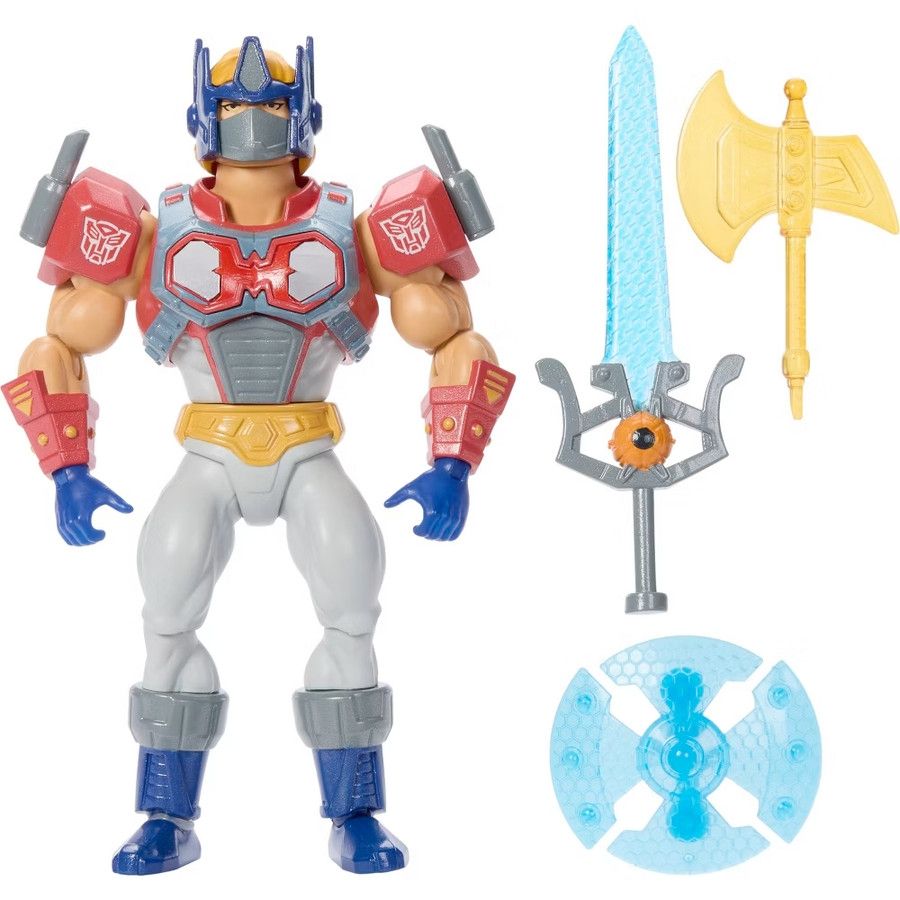 He-Man Origins figure wearing Optimus Prime armour 