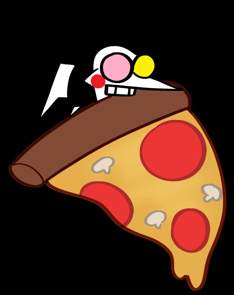tiny spamton biting a pizza