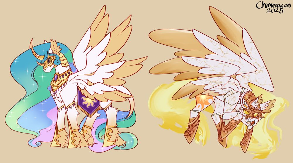 Redesigns of Celestia and Daybreaker from My Little Pony