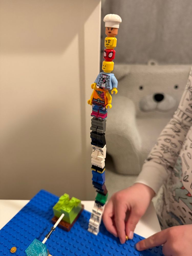 A very tall Lego person my son made